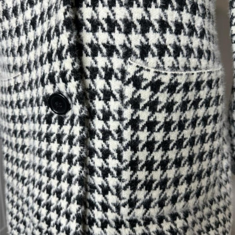 Max Studio Houndstooth Knit Blazer Skirt Set Womens L Black White Two Piece - Picture 7 of 8